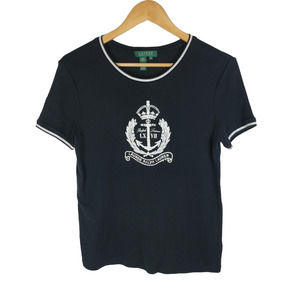 Lauren Ralph Lauren Anchor Embellished Graphic Tee S